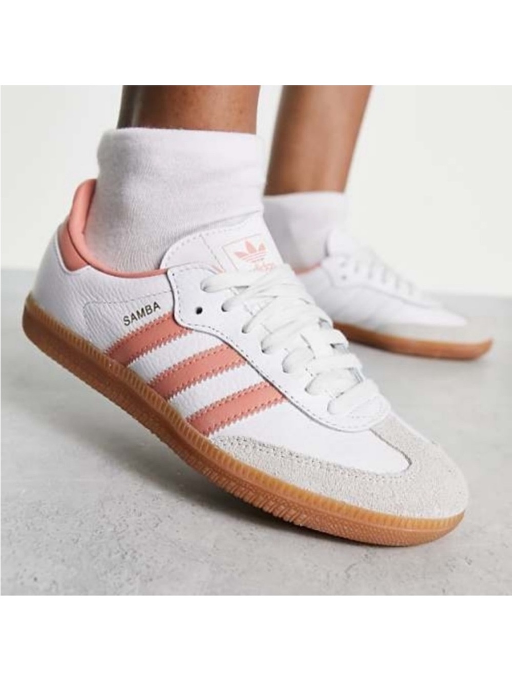 adidas Samba Women's White & Blush Leather Sneakers